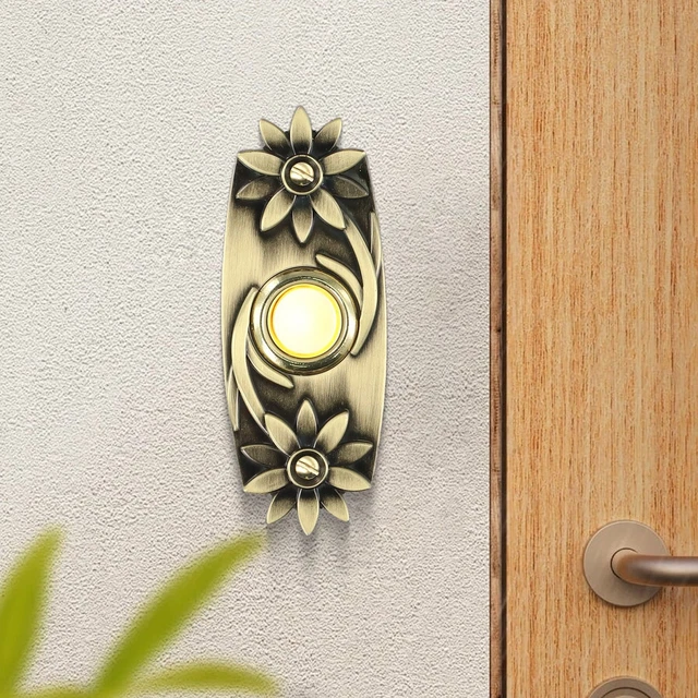 Pulsante Per Campanello Con Targa Portanome Avorio-bronzo - Foto 2