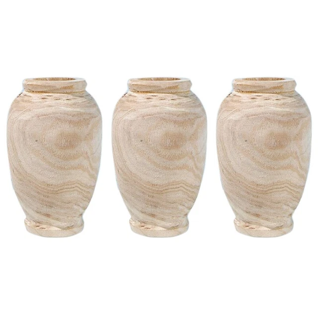 3X Vaso Nel Legno Decorazione Tavolo Da Soggiorno Articoli Nel Legno Massel8244