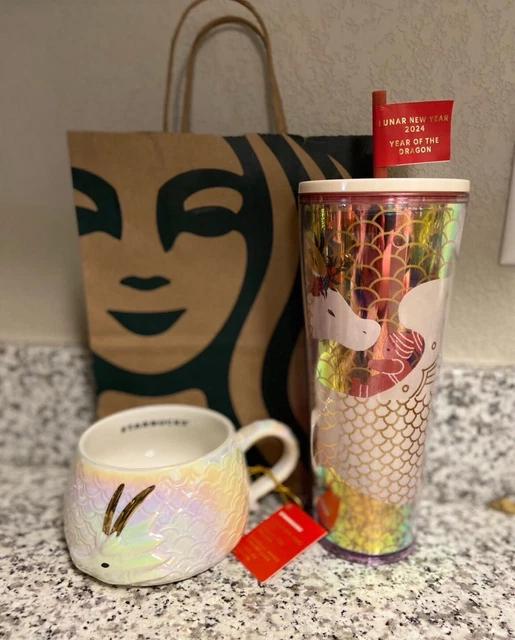 NEW 2024 LUNAR Year of the Dragon STARBUCKS 24oz tumbler and dragon mug