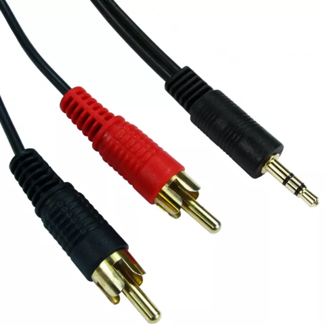 1 m 3,5 mm Buchse Stecker auf 2 RCA PHONO Stecker Kabel MP3 Telefon Amp Kabel