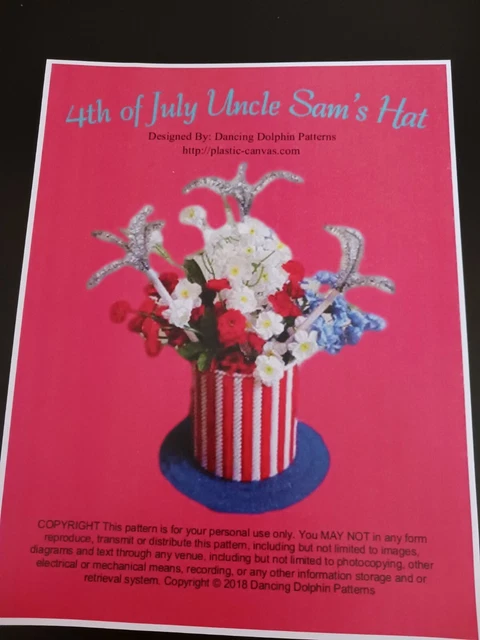 4th of July Uncle Sam's Hat Pattern in Plastic Canvas (Pattern Only)
