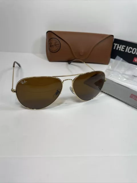 Ray-Ban Aviator Sunglasses 001/33 RB3026 Large 62m Gold Frame & Brown Lenses