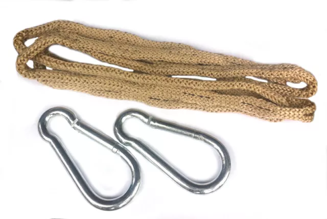 Fijación para hamacas sistema cuerda suspensión 2 cuerdas 2 mosquetones juego beige