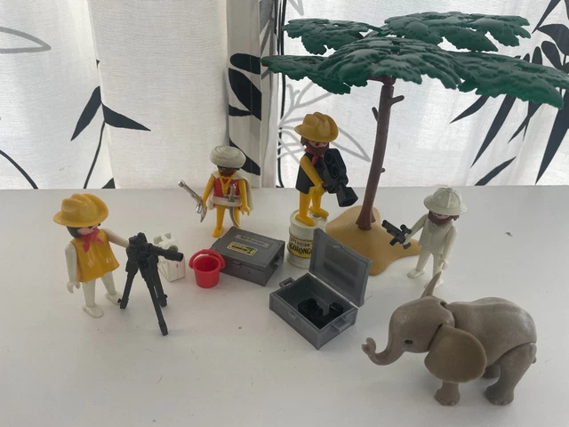 Lot Playmobil Vintage Safari (3414) – Savane, Bédouin, Caméra, éléphant, Tente, Avec Boîte