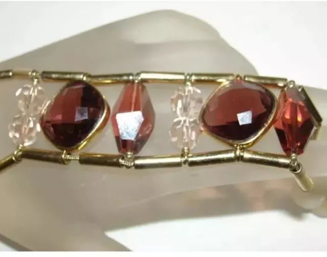 Authentic Big  Swarovski Crystal Gold Plated Double Link Bracelet 2