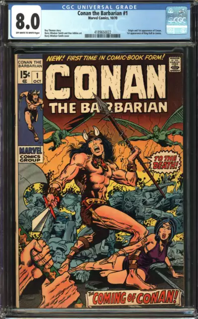 Conan The Barbarian #1 Cgc 8.0 Ow/Wh Pages // 1St Appearance Of Conan 1970