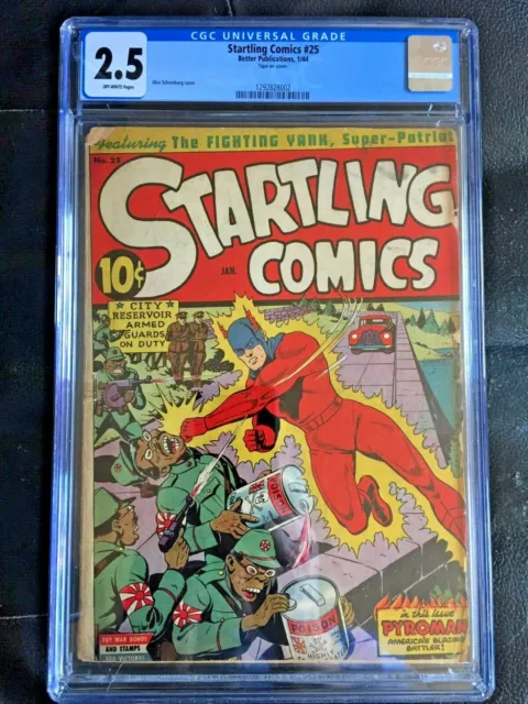 STARTLING COMICS #25 CGC GD+ 2.5; OW; classic Schomburg WWII cover!