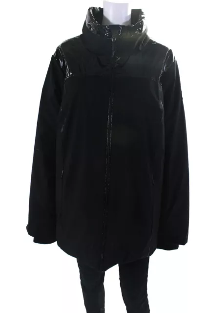 Marina Sport Womens Insulated Zip Up Mock Neck Coat Jacket Black Size XXL