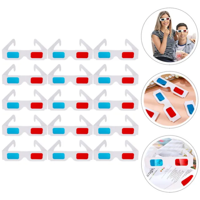 40 Pcs Red Blue Cardboard Glasses 3d Movies Frame Paper Universal Homef