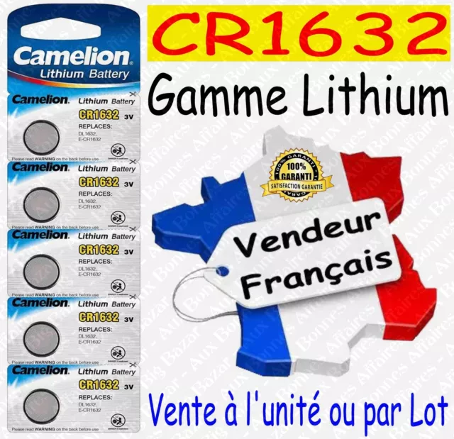 Piles boutons au choix : CR1632 ou CR2032 CR2025 CR2016 CR2430 CR2450 Lithium 3V