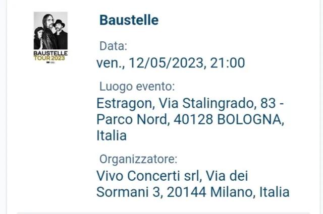 biglietto concerto Baustelle Bologna