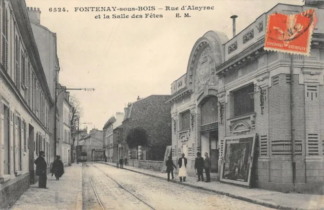Cpa 94 Fontenay Sous Bois Rue D'alayrac Et La Salle Des Fetes
