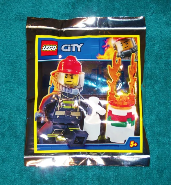 LEGO CITY: Fireman with Burning Barrel Polybag Set 951902 BNSIP