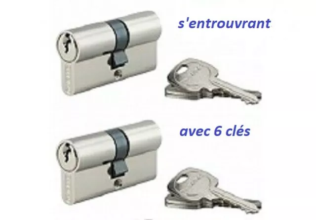 2 Cylindres Serrure S'entrouvrant Avec 6 Cles Dimension Au Choix