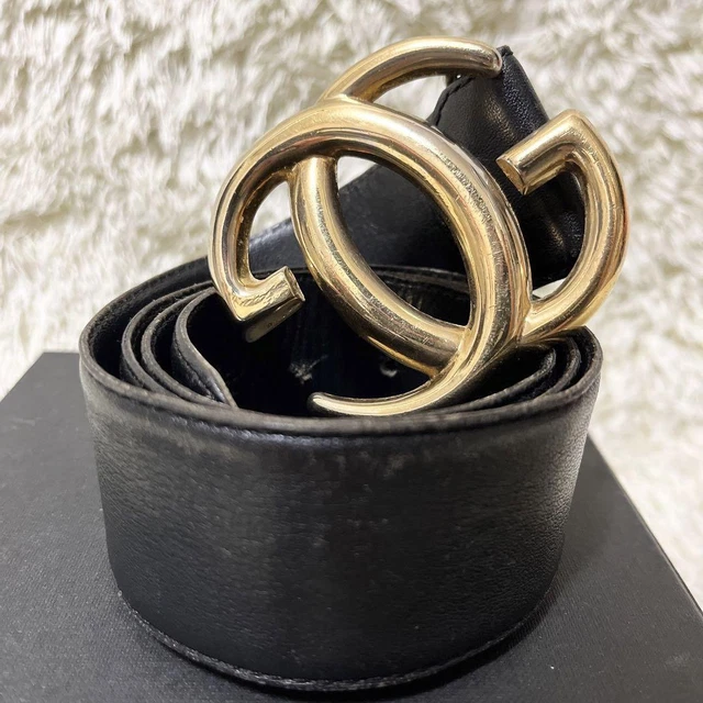 Gucci Belt Gg Leather Gold Made In Italy bt607