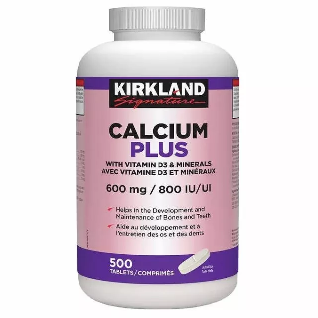 Kirkland Signature Calcium Plus con vitamina D3 y minerales 600 mg / 800 UI - 500