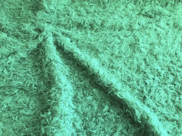 Super Lusso Riccio Frills Pelliccia Sintetica Materiale - Mare Verde