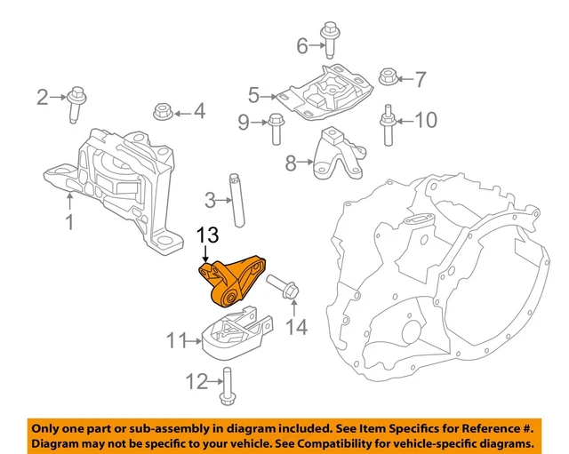 thumbnail image 2 of Genuine Ford Upper Engine Motor Transmission Bracket - BV6Z-7M125-A - OEM New 2 of 6