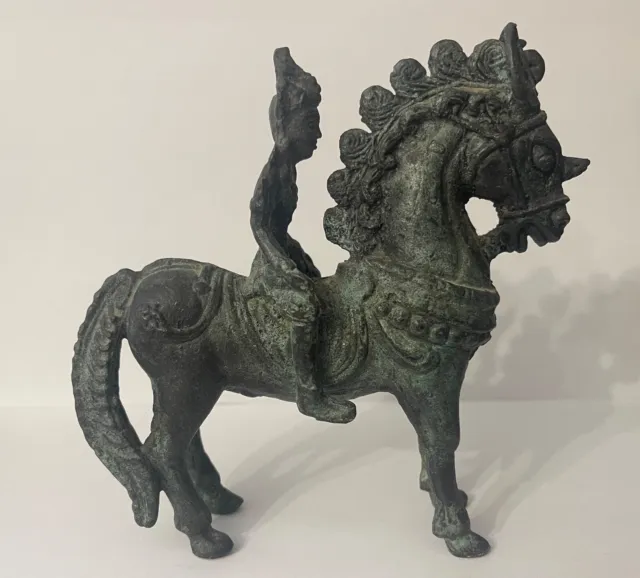 Khmer Empire Cambodia 18th Century Horse Patina Bronze Rider Asia