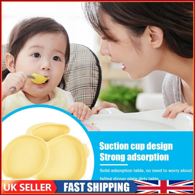 Cartoon Children Dishes Cute Silicone Baby Feeding Dishes Baby Cutlery (Yellow)