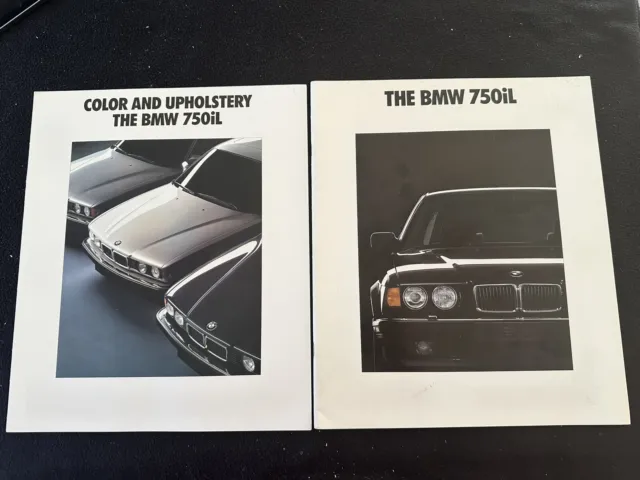 1991 BMW 750iL Big US Sales Brochure & Color Chart Catalog Set E32 7 Series 750