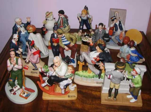 COLLECTION 12 Norman Rockwell Porcelain Figurines Lot Danbury Mint 1980