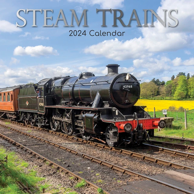 STEAM TRAINS 2024 Square Wall Calendar 16 Months Planner Christmas New