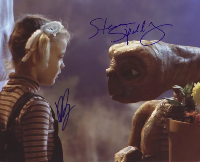 Et - Steven Spielberg & Drew Barrymore Autograph Signed Pp Photo Poster