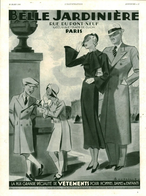 Publicité ancienne huit maisons de la Belle Jardinière 1921 issue de
