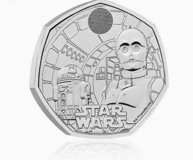 Disney S R2-D2 & C-3PO 50p Bu Star Wars Münze - Neu Offiziell Freigabe 2023