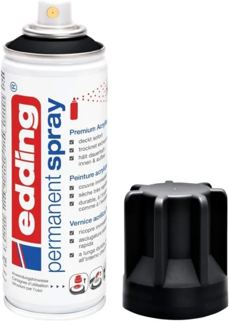 Edding 5200 spray permanente - negro mate profundo - 200 ml - barniz acrílico para