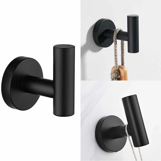 Stainless Steel Bathroom Towel Hooks, Coat Robe Hook Holder Wall Mounted Black