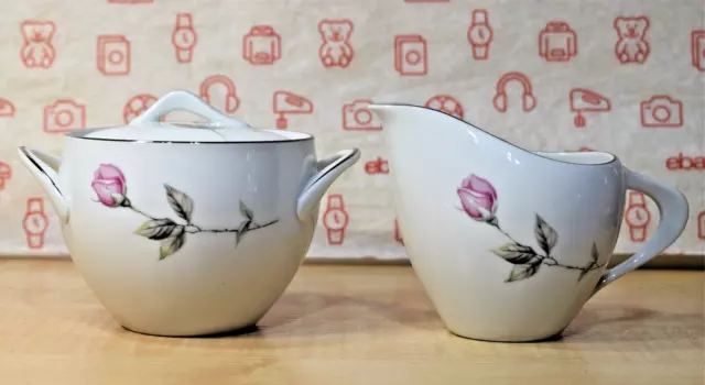 Style House Dawn Rose Fine China Sugar Bowl and Creamer