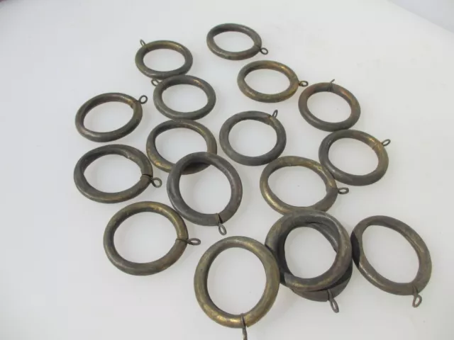 Antique Brass Curtain Rings Victorian Holder Hangers Vintage x17 2"W