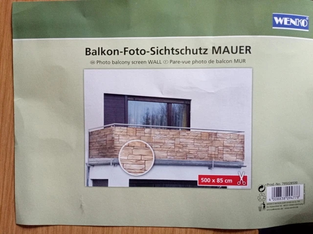 Balkon Sichtschutz   "Mauer"       85x500cm  WENKO