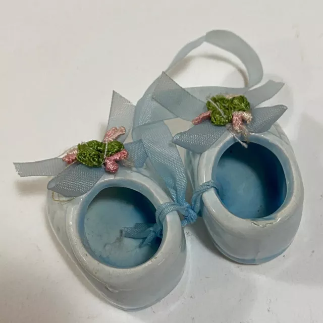 Scarpette Scarpe Bimbo Bambino Neonato Tenero Azzurro Decorativo Bomboniera 3