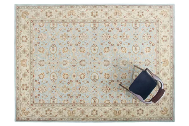 Malika Blue Oriental Oushak Handmade Hand-Tufted 100% Wool Soft Area Rug Carpet