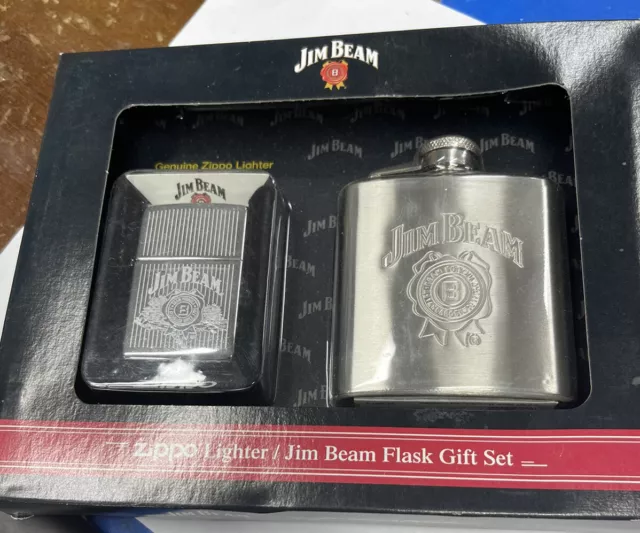 Zippo Jim Beam Flask & Lighter Gift Set Sealed In Box R589