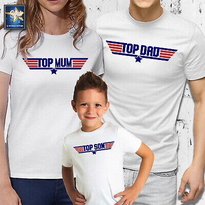 t-shirt magliette famiglia TOP GUN TOP DAD TOP MUM TOP SON IDEA REGALO FESTA