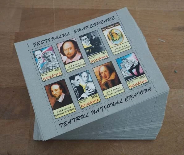 1997 Rumänien; 300 Blocks Shakespeare, postfrisch/MNH, Bl. 307, ME 900,-