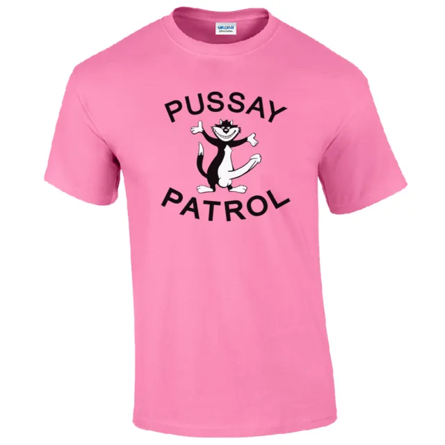 Pussay Patrol T-Shirt - Funny Pussy Stag Do Party Holiday Pink Mens Gift Top