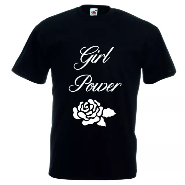 T-shirt cotone bianca o nera uomo donna con scritta GIRL POWER rosa