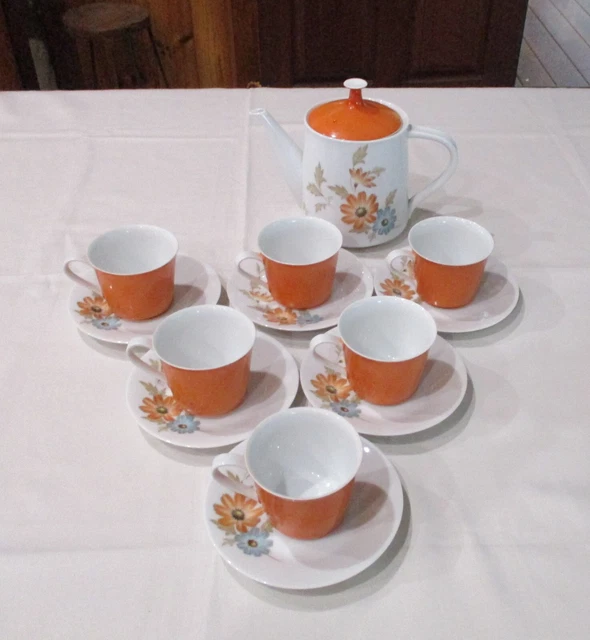Noritake Tea Set Demitasse Orange Noritake Tea Set 1950s Vintage