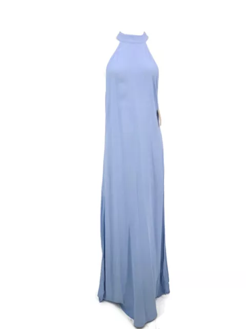 New Flynn Skye Tyra Maxi Dress Womens M Light Serenity Blue Slits Halter