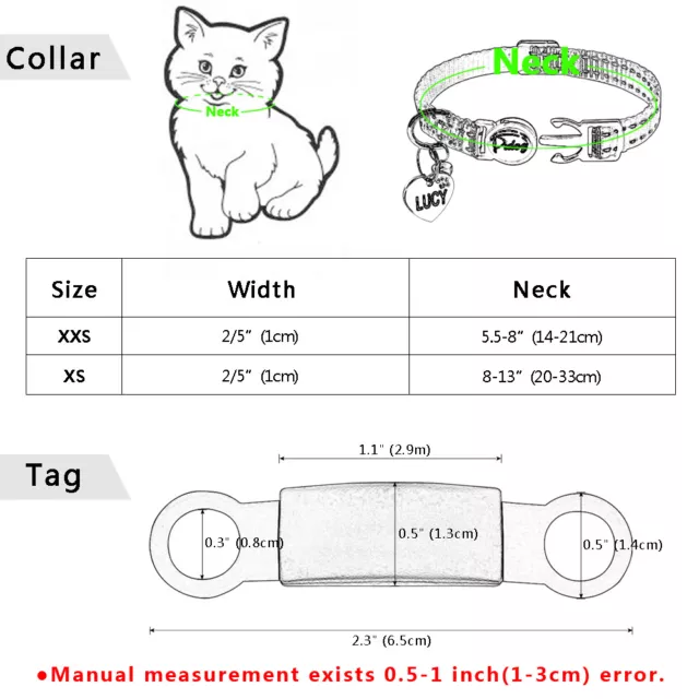 Quick Release Cat Collar Reflective Collars with Slide On Cat Tags Name Engraved 2