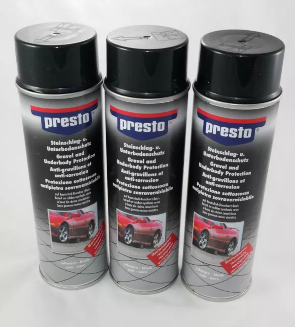 3x 500ml Presto Steinschlag Unterbodenschutz Spray Schwarz Dose Auto Unterboden