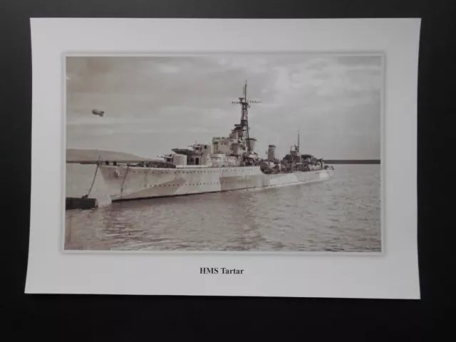 Naval Print: Hms Tartar Tribal Class Destroyer Launched In 1937