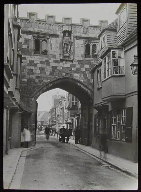 Glass Magic Lantern Slide NORTH GATE SALISBURY C1910 HISTORIC PHOTO ENGLAND