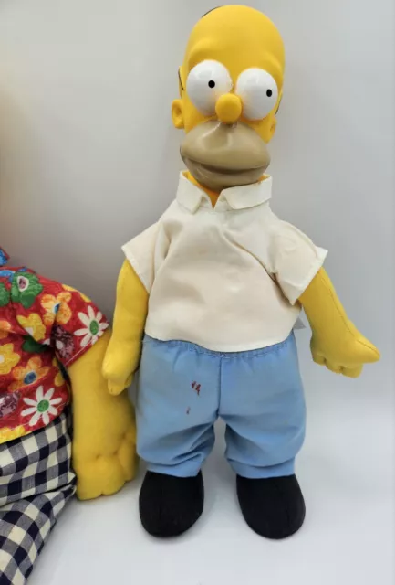 Talking Homer Simpson 16" Plush Doll 1998 Vivid Imaginations & 11" Doll 1990 2