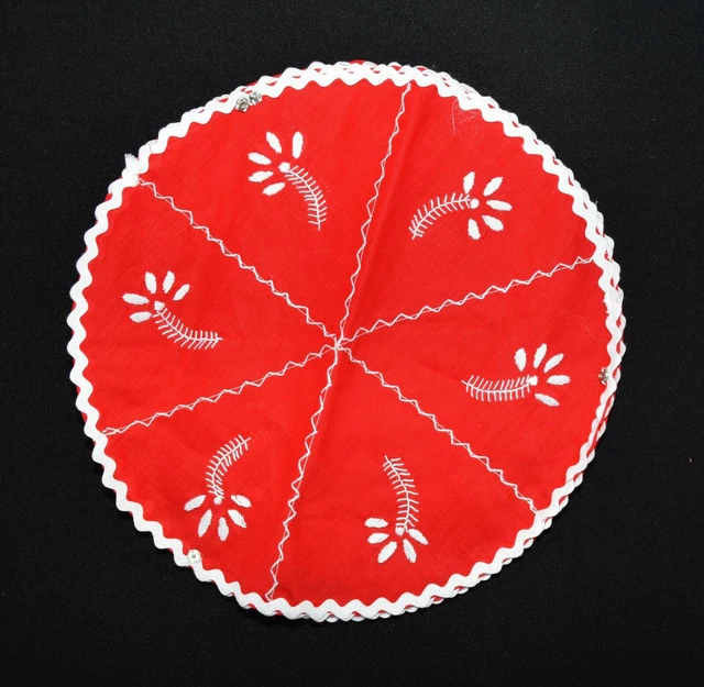 Nuevo Rojo con Blanco Floral Bordado y Recorte Algodón Soporte para Tortilla Nuevo Sin Etiquetas